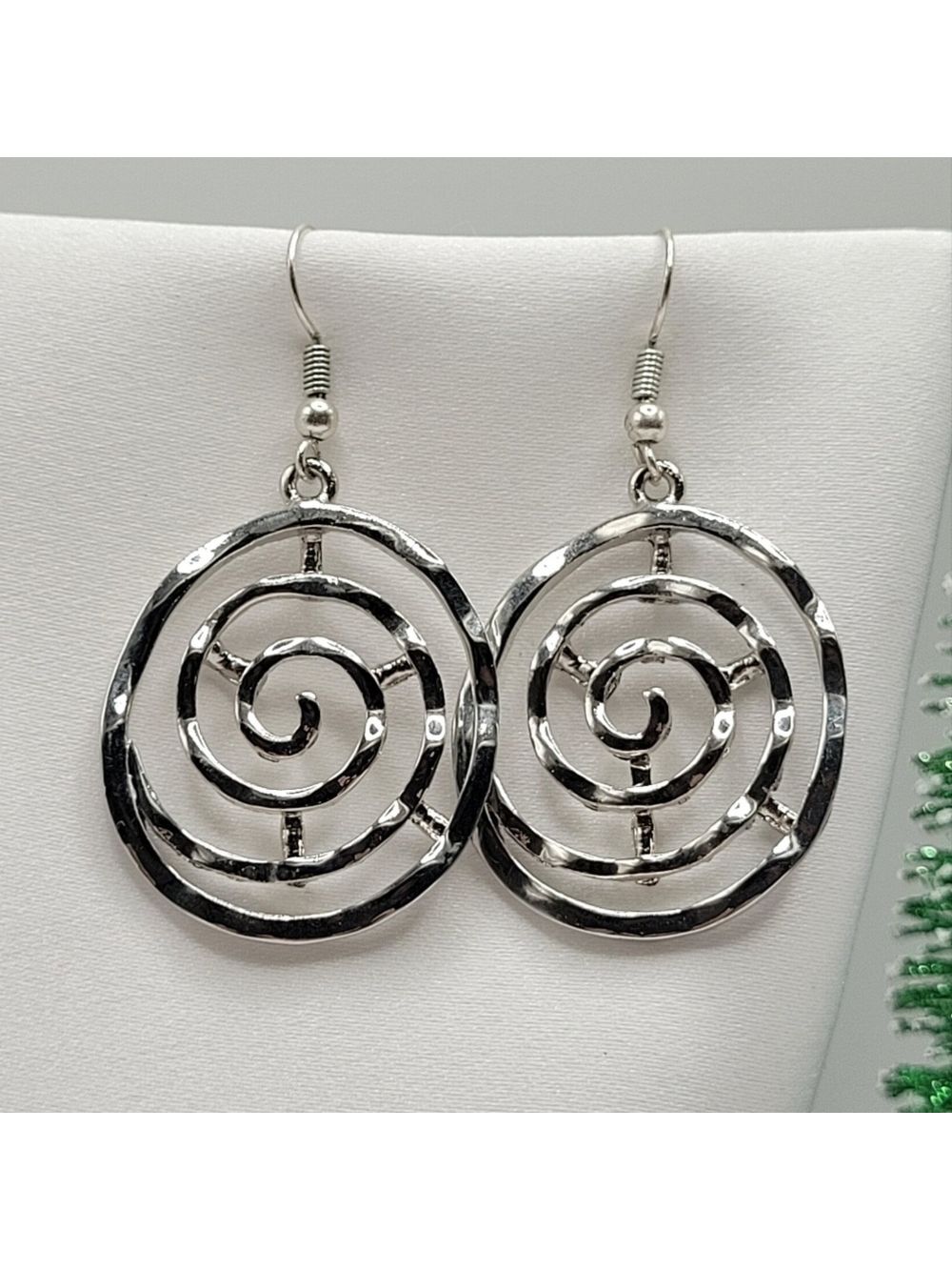 ✨2/$10✨ Spiral Earrings Silver-tone Circle Dangle